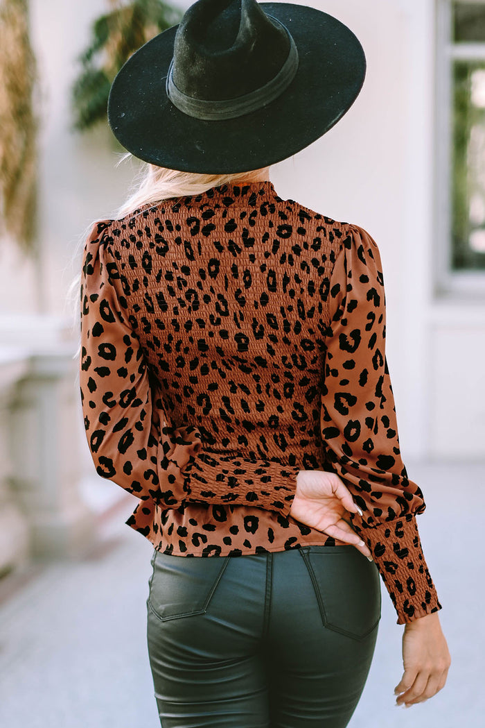 Hazel Blues® |  Leopard Smocked Peplum Top