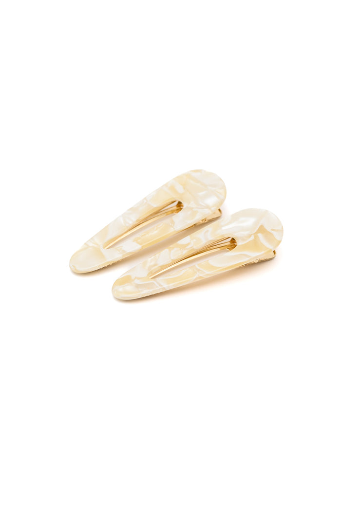 Hazel Blues® |  2 Pack Teardrop Hair Clip in Gold Shell