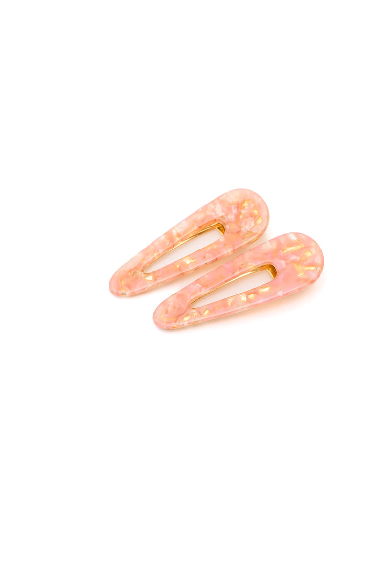 Hazel Blues® |  2 Pack Teardrop Hair Clip in Pink Shell