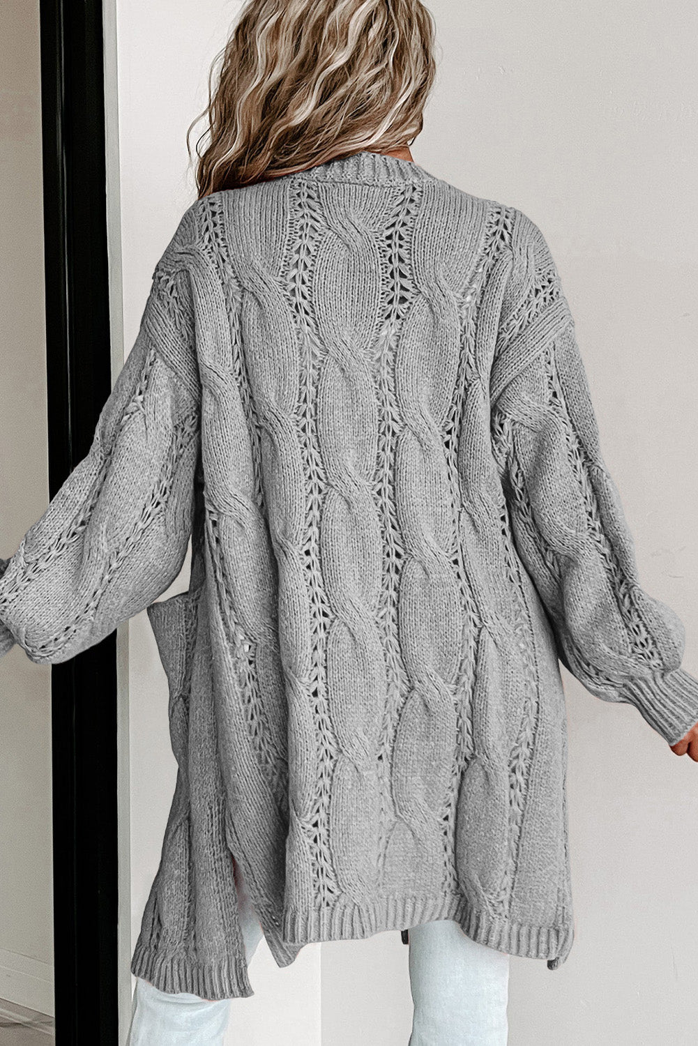 Hazel Blues® |  Cable-Knit Dropped Shoulder Cardigan