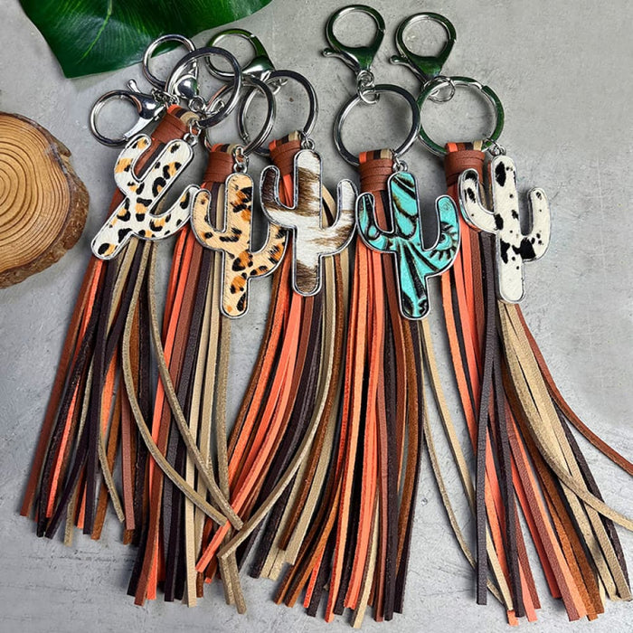 Hazel Blues® |  Cactus Keychain with Tassel