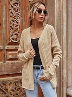 Hazel Blues® |  Ribbed Open Front Long Sleeve Cardigan with Pockets