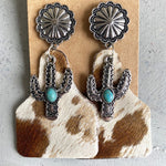Hazel Blues® |  Turquoise Decor Cactus Alloy Earrings
