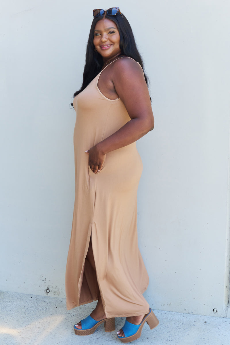 Hazel Blues® |  Ninexis Good Energy Cami Side Slit Maxi Dress in Camel