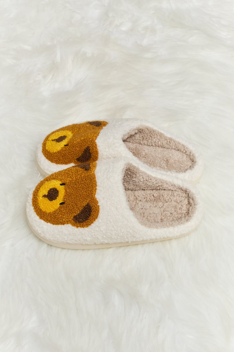 Hazel Blues® |  Melody Teddy Bear Print Plush Slide Slippers