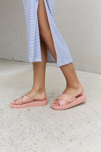 Hazel Blues® |  Studded Cross Strap Sandals in Blush