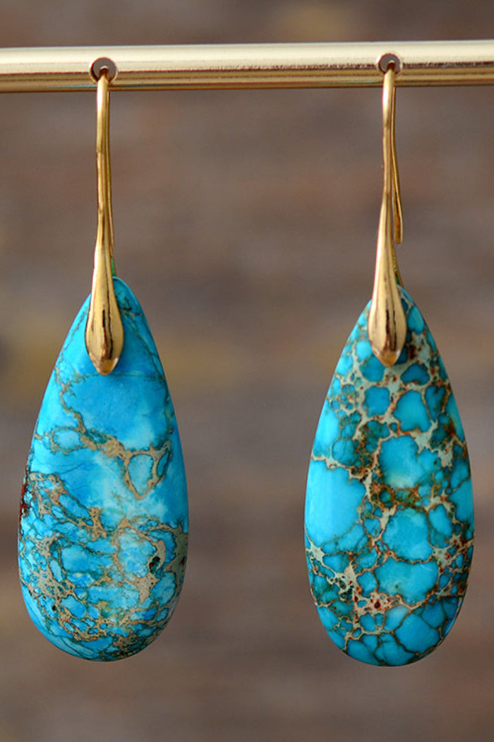 Hazel Blues® |  Handmade Teardrop Shape Natural Stone Dangle Earrings