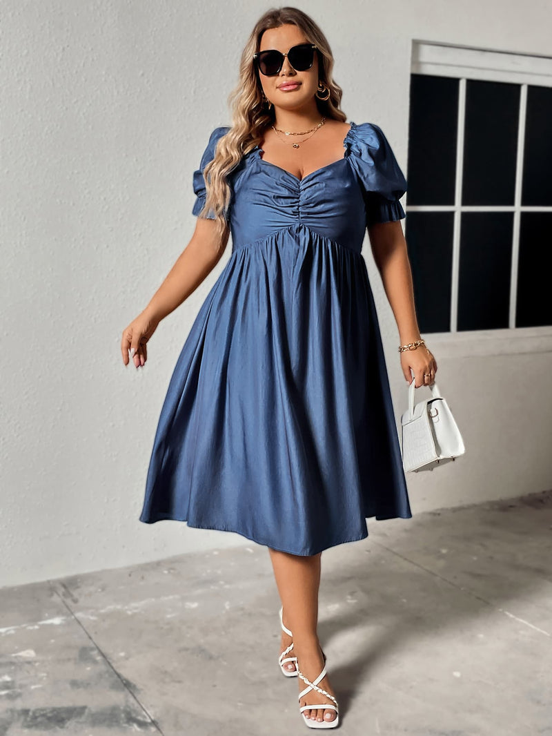 Hazel Blues® | Ruched Sweetheart Neck Dress