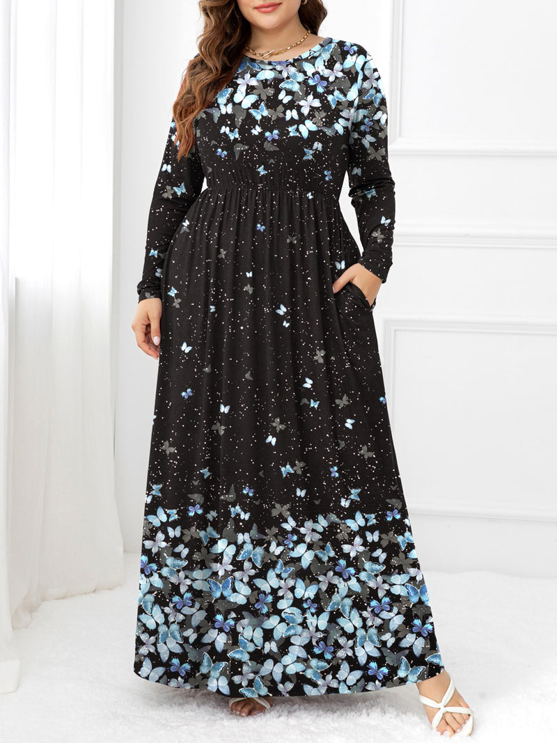 Hazel Blues® | Round Neck Maxi Dress with Pockets