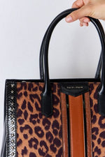 Hazel Blues® |  David Jones Leopard Contrast Rivet Handbag