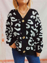 Hazel Blues® |  Leopard Button Front Cardigan with Pockets