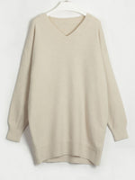Hazel Blues® |  V-Neck Dropped Shoulder Sweater Dress