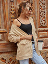 Hazel Blues® |  Ribbed Open Front Long Sleeve Cardigan with Pockets