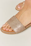 Hazel Blues® |  WILD DIVA Rhinestone Open Toe Flat Sandals