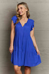 Hazel Blues® |  Culture Code Enchanting Elegance Peasant Neckline Tiered Dress