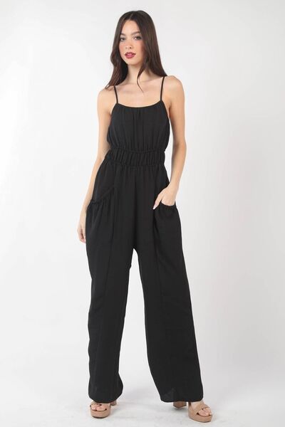 Hazel Blues® |  VERY J Pintuck Detail Woven Sleeveless Jumpsuit