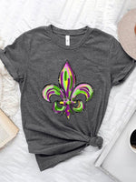 Hazel Blues® |  Mardi Gras Graphic Round Neck Short Sleeve T-Shirt