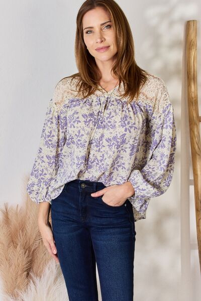 Hazel Blues® |  Hailey & Co Lace Detail Printed Blouse