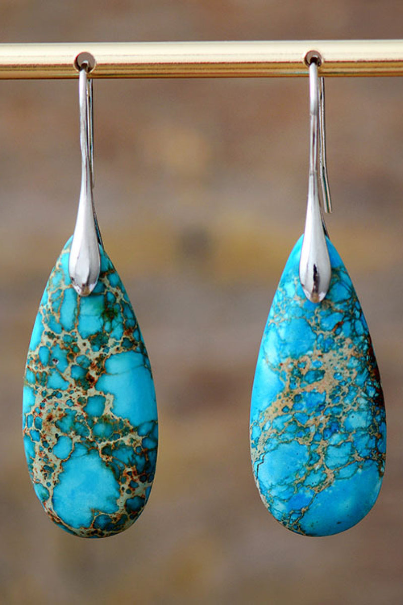 Hazel Blues® |  Handmade Teardrop Shape Natural Stone Dangle Earrings