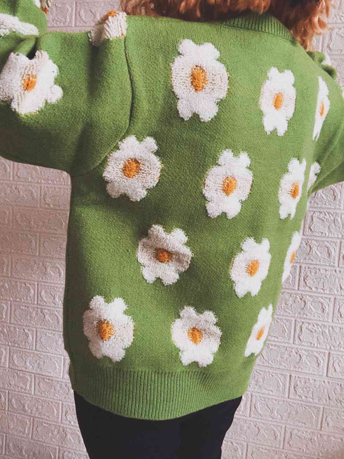 Hazel Blues® |  Flower Round Neck Long Sleeve Sweater