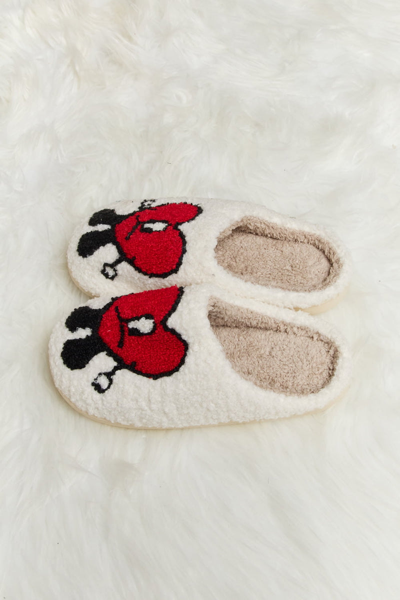 Hazel Blues® |  Melody Love Heart Print Plush Slippers