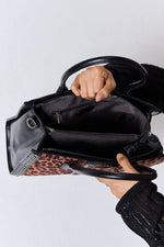 Hazel Blues® |  David Jones Leopard Contrast Rivet Handbag
