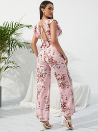 Hazel Blues® |  Printed Surplice Cap Sleeve Top and Pants Set