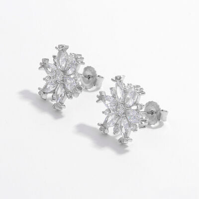 Hazel Blues® |  925 Sterling Silver Zircon Snowflake Earrings