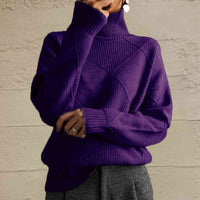 Hazel Blues® |  Geometric Turtleneck Long Sleeve Sweater