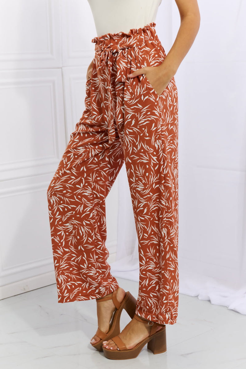 Hazel Blues® |  Heimish Right Angle Geometric Printed Pants in Red Orange