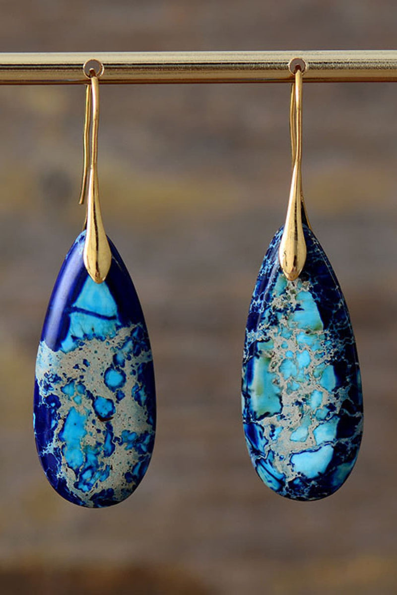 Hazel Blues® |  Handmade Teardrop Shape Natural Stone Dangle Earrings