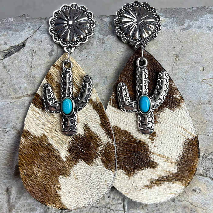 Hazel Blues® |  Turquoise Cactus Dangle Earrings