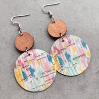 Hazel Blues® |  Round Shape Wooden Dangle Earrings