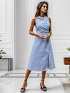 Hazel Blues® |  Slit Striped Sleeveless Midi Dress