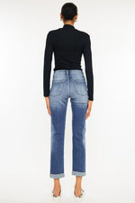 Hazel Blues® |  Kancan High Waist Distressed Hem Detail Cropped Straight Jeans