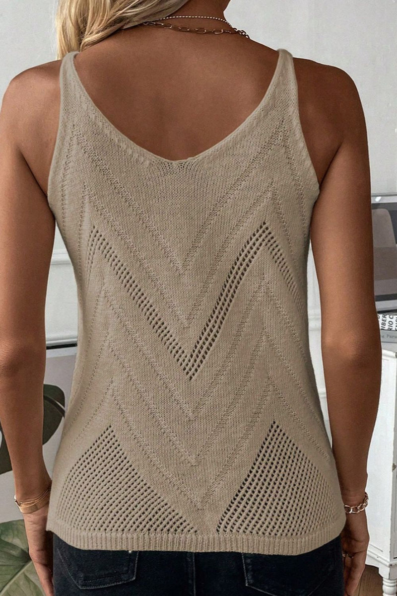 Hazel Blues® |  Openwork Scoop Neck Knit Vest