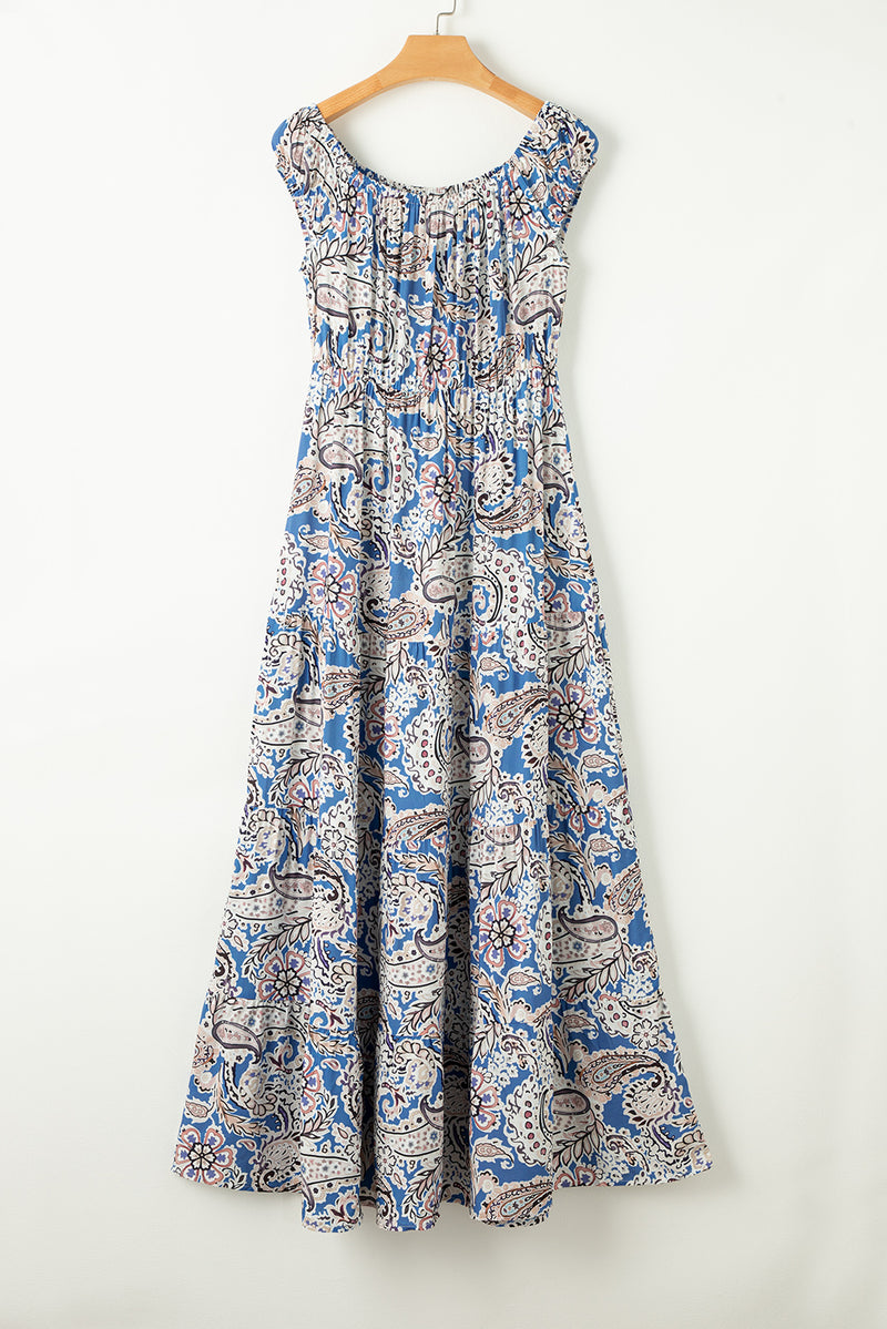 Hazel Blues® |  Printed Off-Shouder Short Sleeve Dress