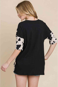 Hazel Blues® |  BOMBOM Rodeo Love Ribbed Animal Contrast Tee