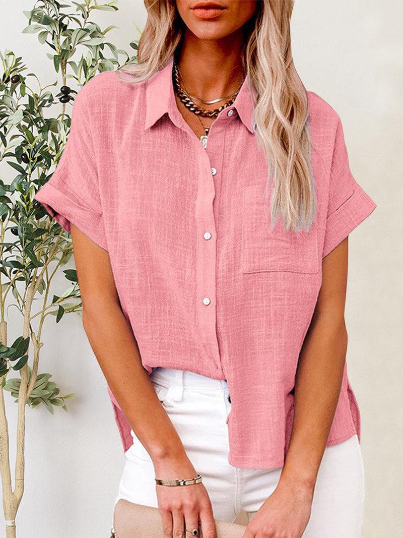 Hazel Blues® |  Button Up Short Sleeve Shirt