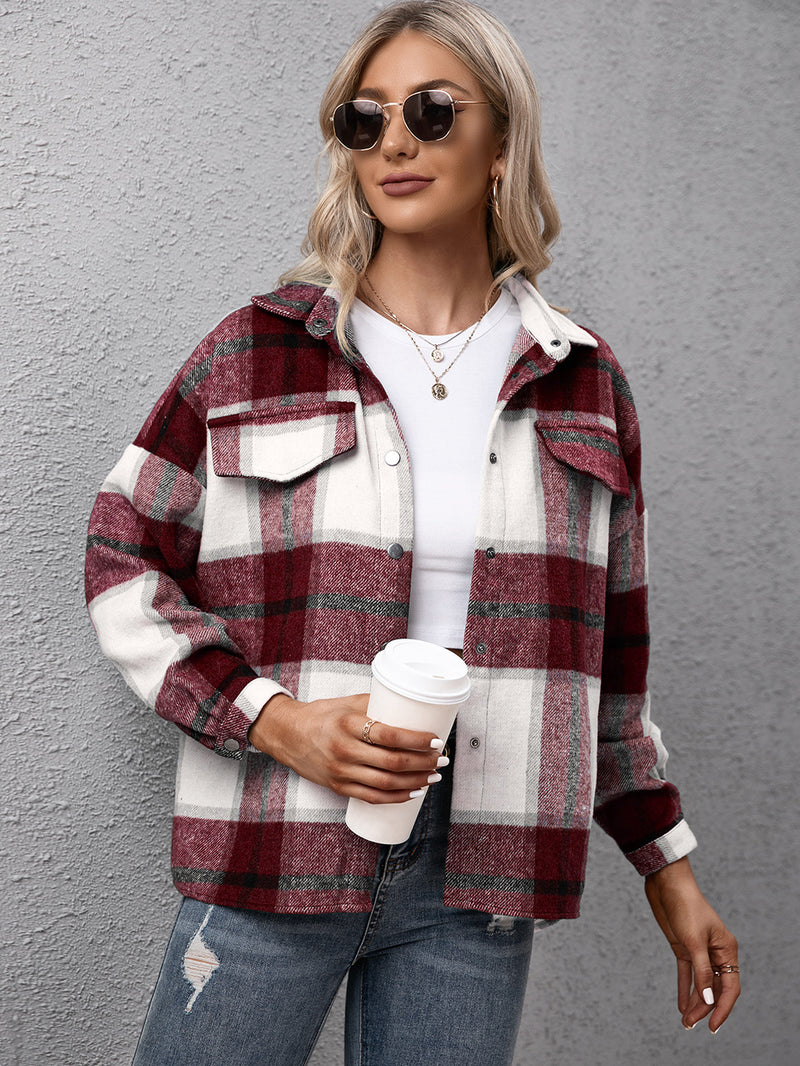 Hazel Blues® |  Plaid Long Sleeve Shirt Jacket