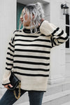 Hazel Blues® |  Striped Turtleneck Drop Shoulder Sweater