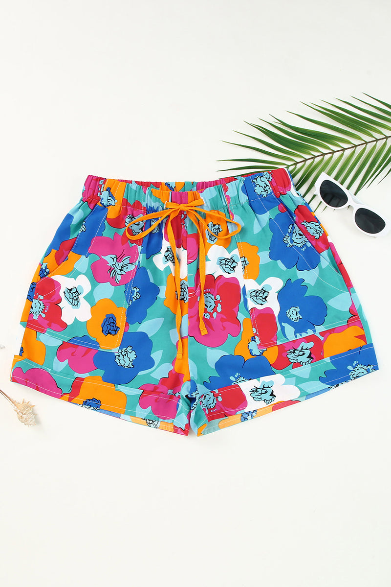 Hazel Blues® |  Drawstring Printed High Waist Shorts