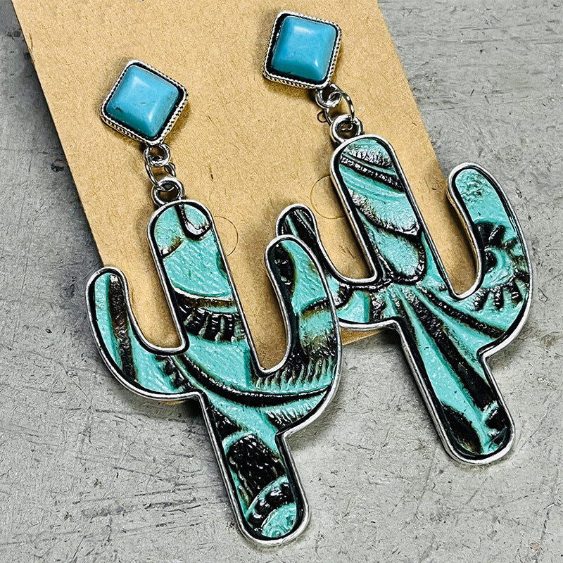 Hazel Blues® |  Turquoise Cactus Earrings