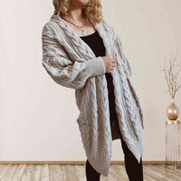 Hazel Blues® |  Cable-Knit Open Front Dropped Shoulder Cardigan