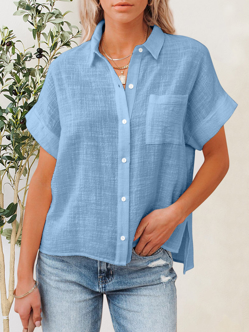 Hazel Blues® |  Button Up Short Sleeve Shirt