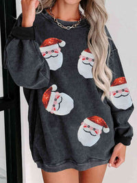 Hazel Blues® |  Sequin Santa Patch Ribbed Sweatshirt