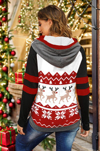 Hazel Blues® |  Double Take Christmas Drawstring Long Sleeve Hoodie