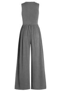 Hazel Blues® |  Round Neck Sleeveless Jumpsuit with Pockets