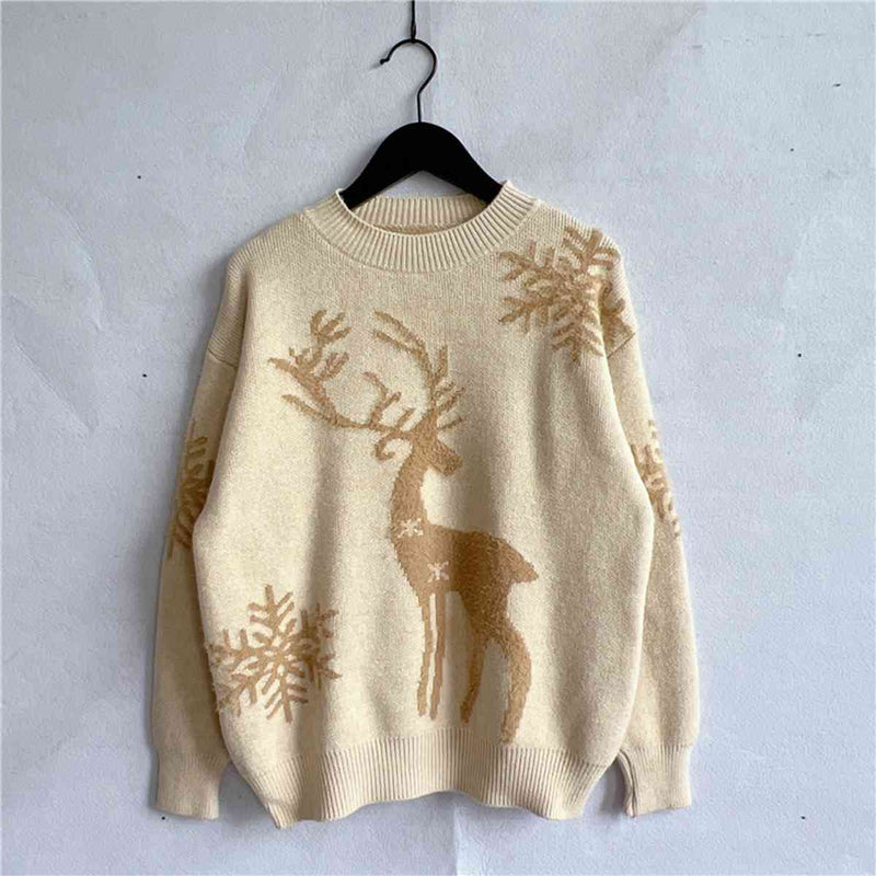 Hazel Blues® |  Reindeer and Snowflake Pattern Sweater