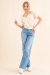 Hazel Blues® |  And The Why Cotton Gauze Back Waist Tie Cropped Blouse